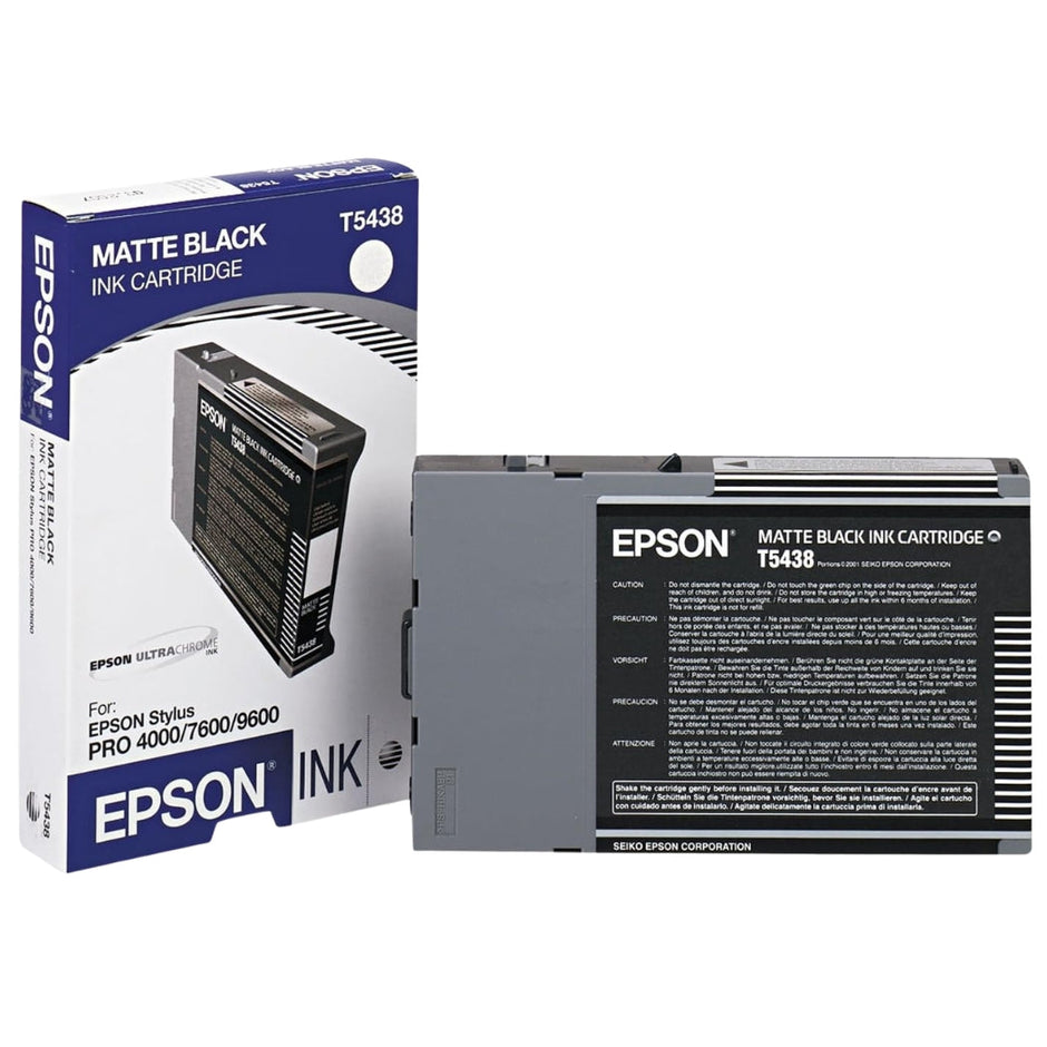 Epson T5438 Matte Black Ink Cartridge, C13T543800, 110ml, UltraChrome, ~2,500 Pages