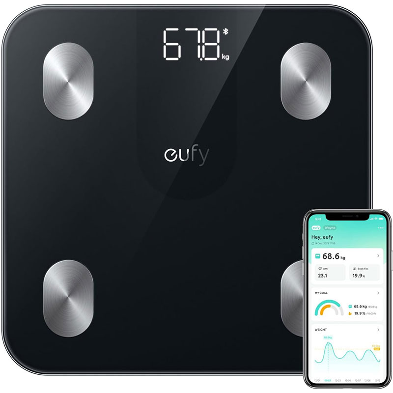 eufy Smart Scale A1 T9120K11, 12 Metrics, Bluetooth, 150kg, Black