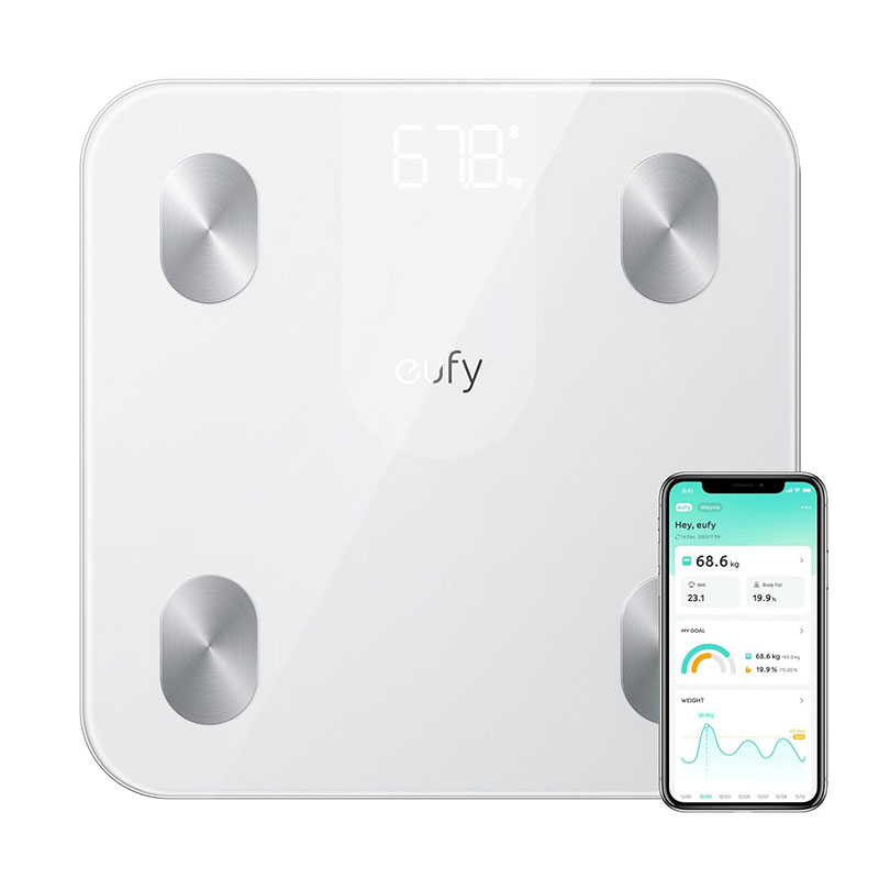 eufy Smart Scale A1 T9120K21, 12 Metrics, Bluetooth, 150kg, White