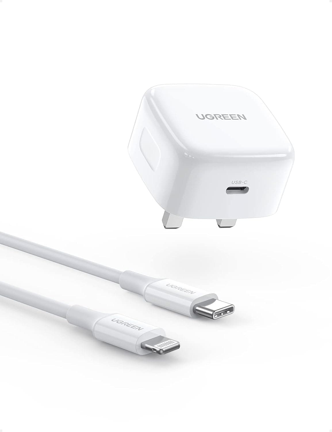 UGREEN CD137 20W Fast Charger UK + USB-C to Lightning Cable 1m Suit