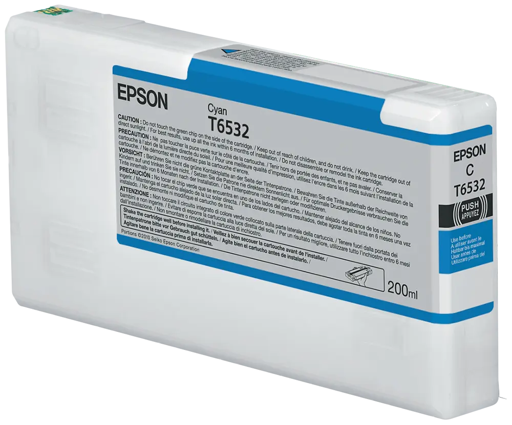 Epson T6532 Cyan Ink Cartridge, C13T653200, 200ml, UltraChrome HDR