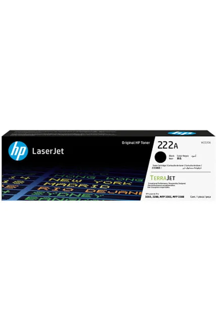 HP 222A (W2220A) Black Toner Cartridge, Standard Yield, ~1,300 Pages