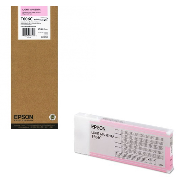Epson T606C Light Magenta 220ml Ink Cartridge , Stylus Pro 4800 (C13T606C00)