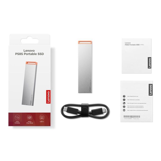 Lenovo Ps8S Portable External SSD 1TB Upto 1050MB/S - USB-C, USB3.2 Gen2 - Cool Grey - Gxb1M24161