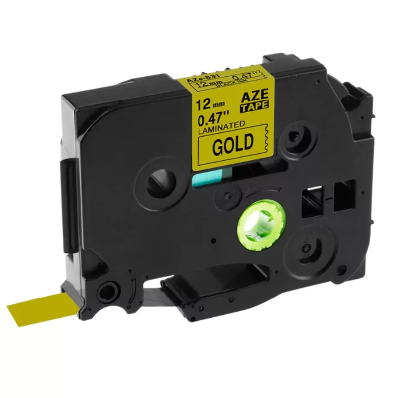 12mm - Black on Gold tape for P-touch 8M 