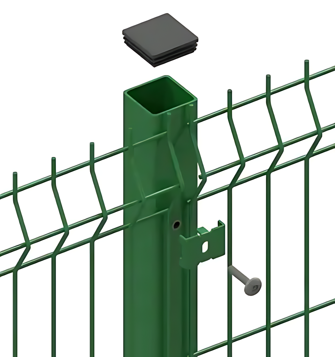 Green CLEAR VIEW SECURITY Post for Panel with Postcap - 2.5m High 