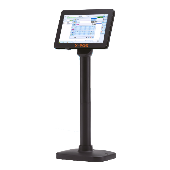 X-POS EC-700 7-Inch Customer LCD Display Screen EC-700 N-P-VGA – 800x480 / 1024x600, 350 Nits, VGA & USB 5V Powered, POS Secondary Pole Mount