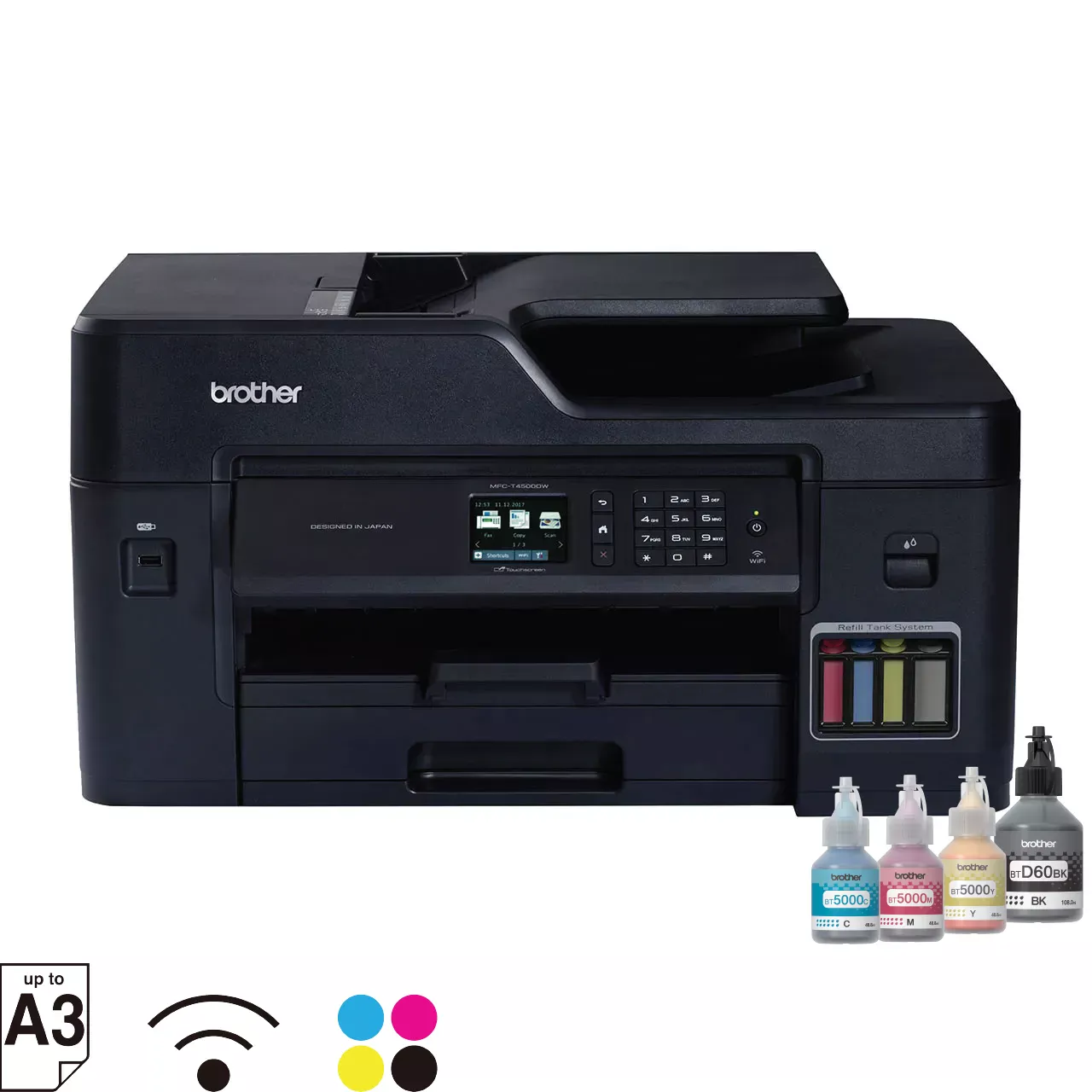 Brother MFC-T4500DW, A3 Ink Tank MFP, Print/Scan/Copy/Fax, 22/20 ipm, 2.7" Touchscreen, Wi-Fi