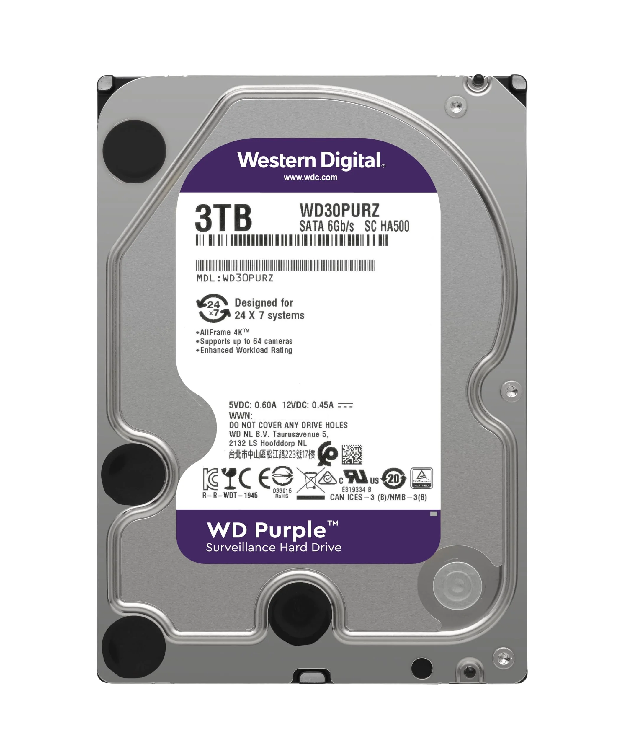 Western Digital Surveillance Hard Disk - 3TB -WD30PURPLE