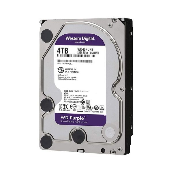 Purple Western Digital Surveillance Hard Disk - 4TB-WD40