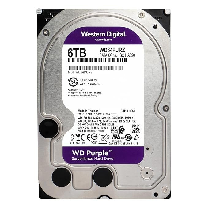 Western Digital Surveillance Hard Disk - 6TB-WD62PURPLE