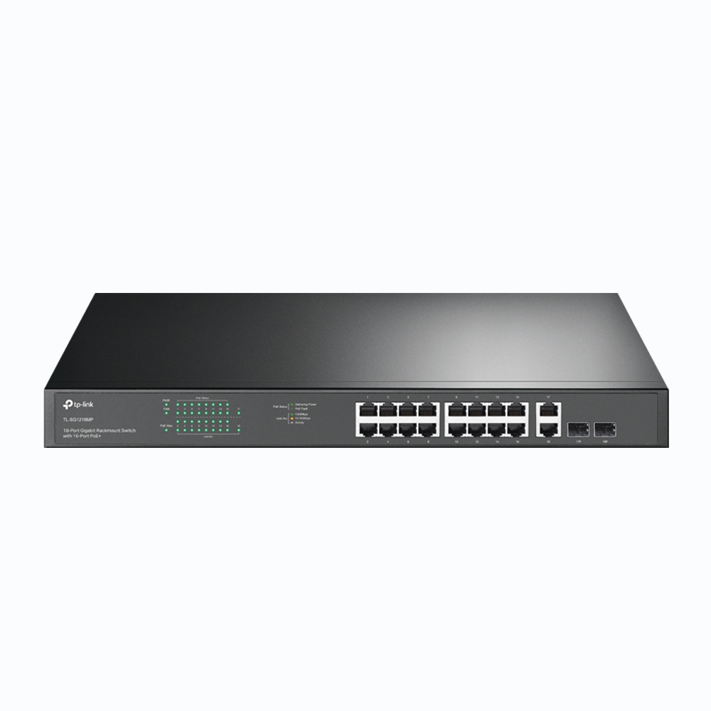 TP-Link JetStream 18-Port Gigabit Easy Smart Switch Rackmount with 16 Ports PoE+(250W) TL-SG1218MP
