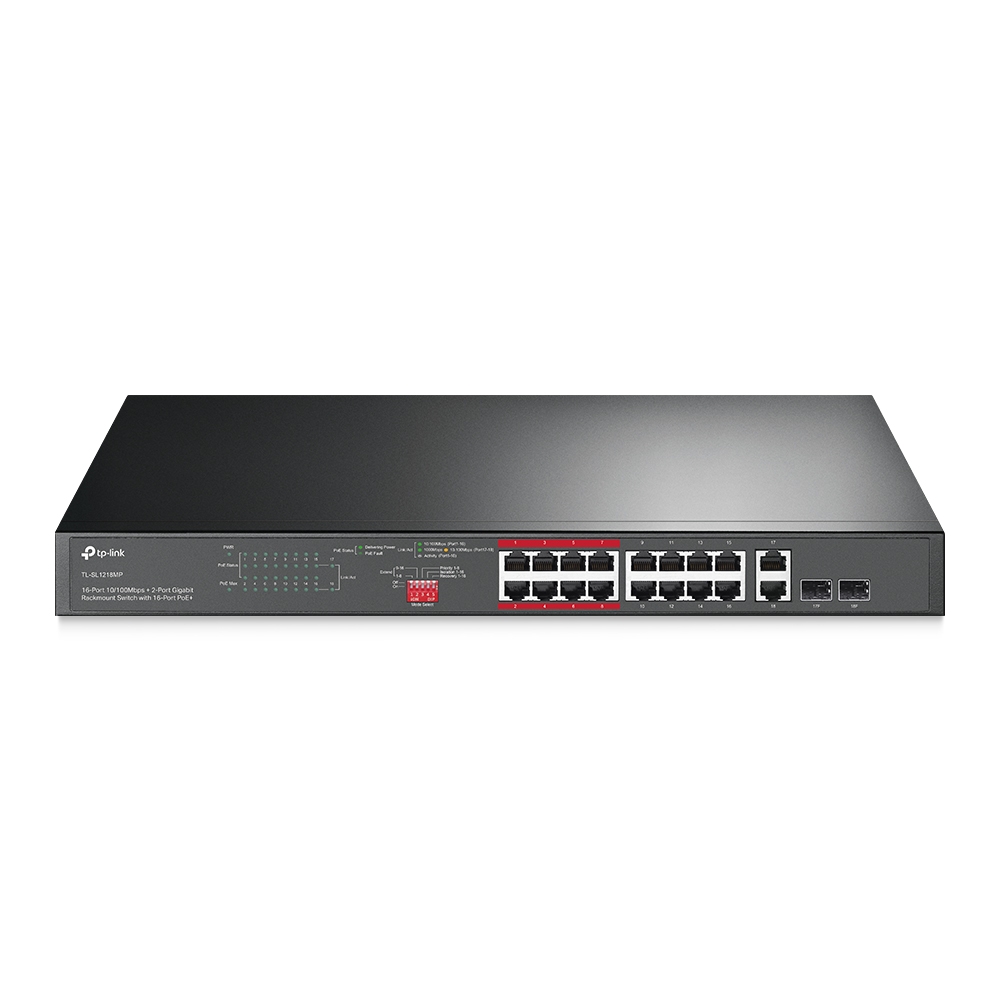 TPLINK 16-Port 10/100Mbps+2-Port Gigabit Rackmount Switch  TL-SL1218MP