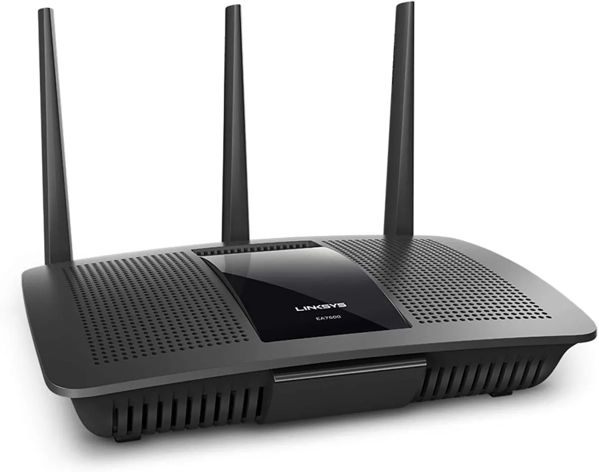 Linksys Max-Stream EA7500 AC1900 Dual-Band MU-MIMO Gigabit Wi-Fi Router – Next-Gen AC Speeds up to 1.9 Gbps (600 Mbps 2.4GHz + 1300 Mbps 5GHz), 3 External Antennas, 4x Gigabit LAN, USB 3.0 & USB 2.0, Seamless Roaming