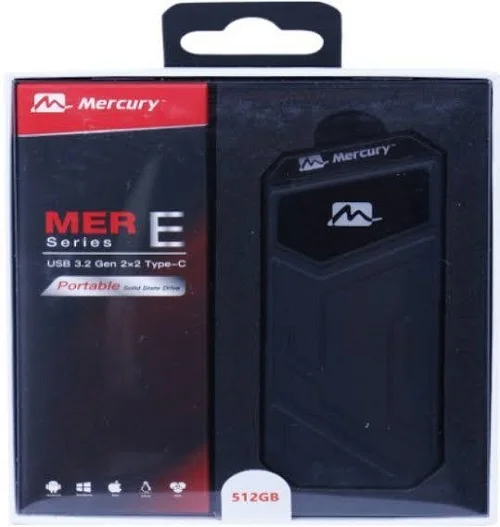 Mercury Portable SSD 512GB RGB - USB3.2, TypeC - With Type C Cable Included  