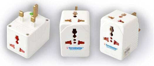 Terminator Multi Adaptor 13a Plug x3 Way + LED White Night Light Switch - Blister