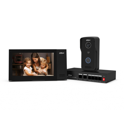 Dahua DHI-KTP02 IP Video Intercom Kit, 2MP Door Station (720p), 7" Touch Monitor, PoE Switch, App Unlock, IP65