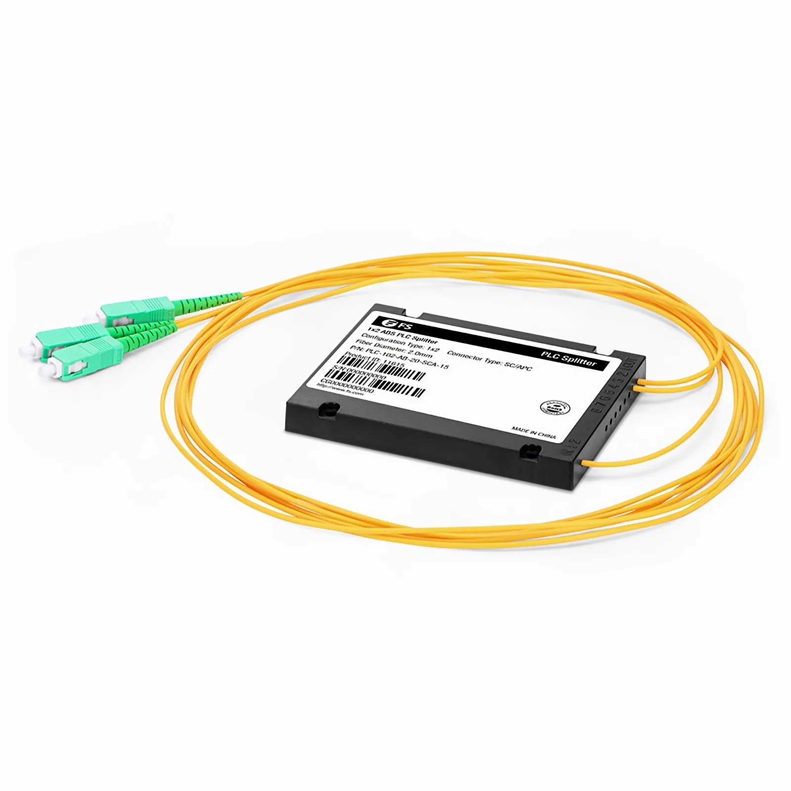 1 x 2 PLC Fiber Splitter, Splice/Pigtailed ABS Module