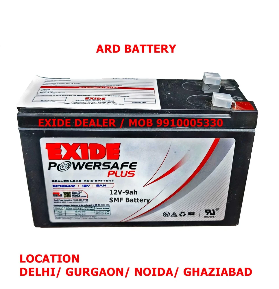 12V/9AH F2 terminal VRLA battery from Exide India for UPS Ep1234w 
