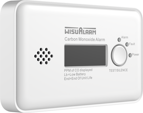 Dahua Wisualarm DHI-HY-GC20D-R8 Wireless Interconnected Carbon Monoxide Alarm – Figaro Electrochemical CO Sensor, Up to 24 Device RF Mesh Linking, Digital LCD Concentration & Peak Level Display, 85dB Siren, 10-Year Sealed Battery Life
