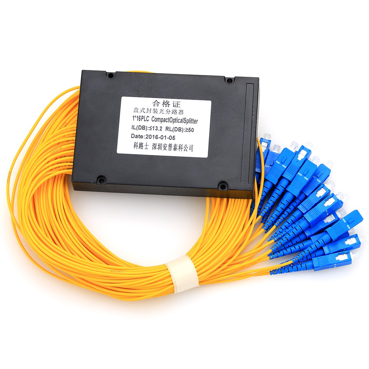 1×16 PLC Fiber Optic Splitter (PVC Case, Bulk Packaging)
