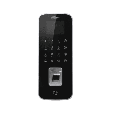 Dahua DHI-ASI1212D Standalone Waterproof Fingerprint Access Controller – Touch Keypad, LCD Display, 3,000 Fingerprints, 30,000 Card Capacity, 150,000 Event Log, 13.56MHz Mifare Reader, IP65 Rated