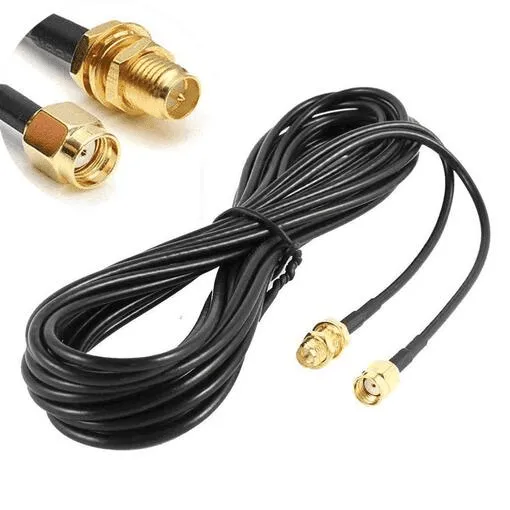 Coaxial Antenna Cable, 5-Meter,  50Ω/75Ω, Connector Types Vary (SMA/N-Type/BNC/FME/TNC), Low-Loss Options Available
