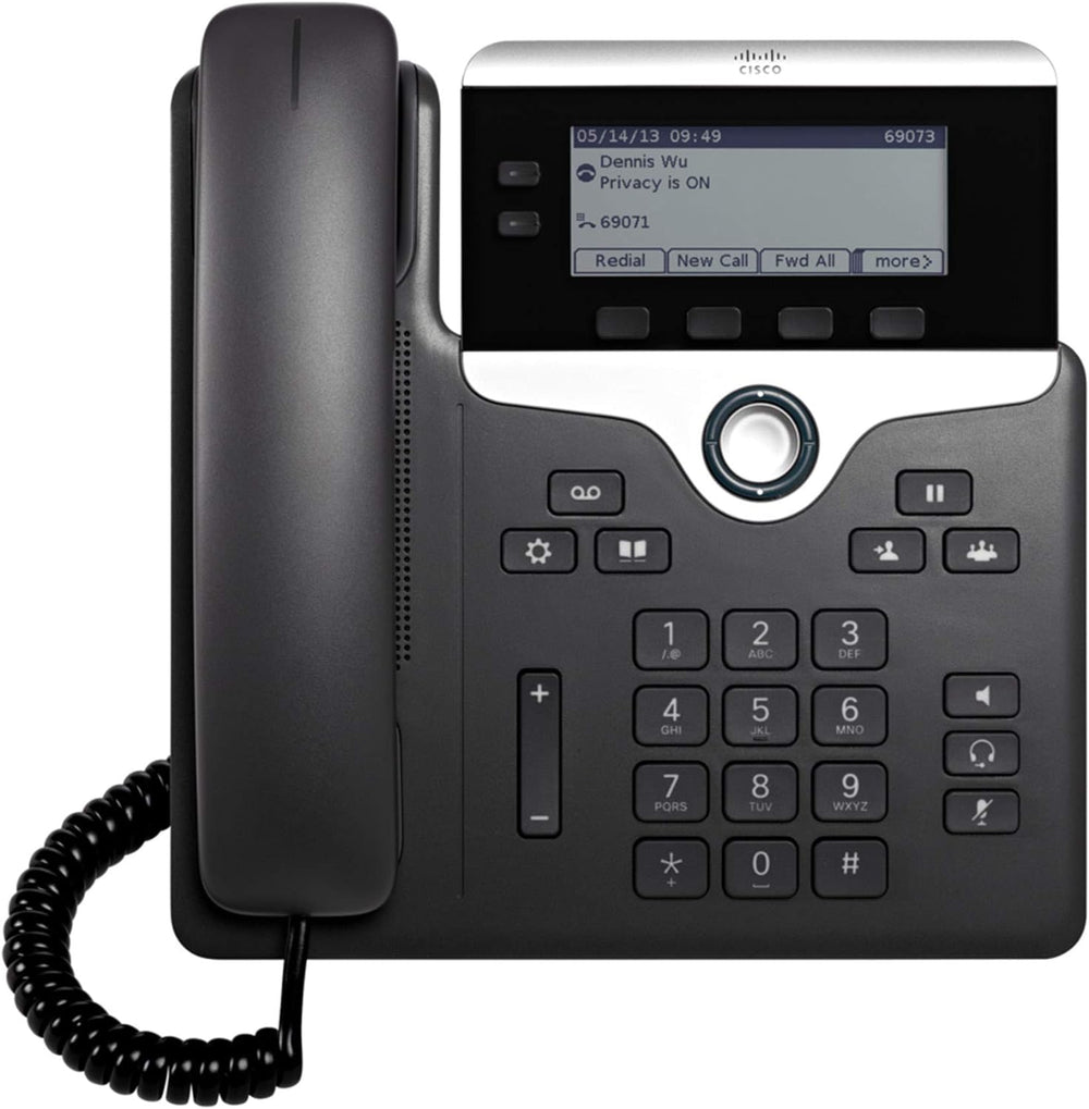 Cisco CP-7821-K9 IP Phone 7821, 2-Line VoIP, 3.5" Monochrome LCD, Speakerphone, 2× 10/100 Ethernet, PoE