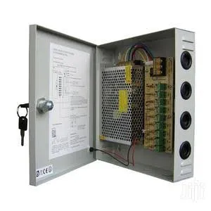 Power Supply Box with Battery Backup, CP1209-10A-B, 9-Channel CCTV, 12V 10A (120W), Lockable Steel Casing