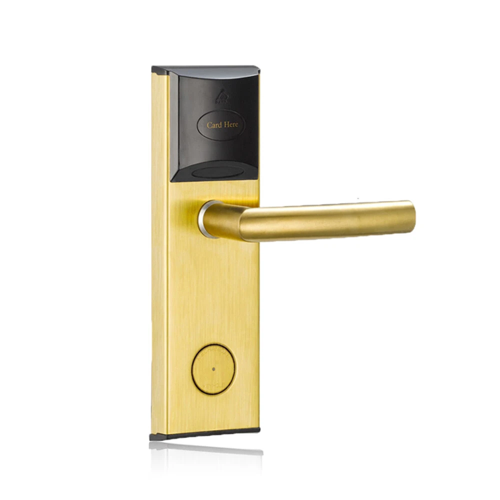 Stainless Steel Hotel Lock Glossy Golden Low frequency.