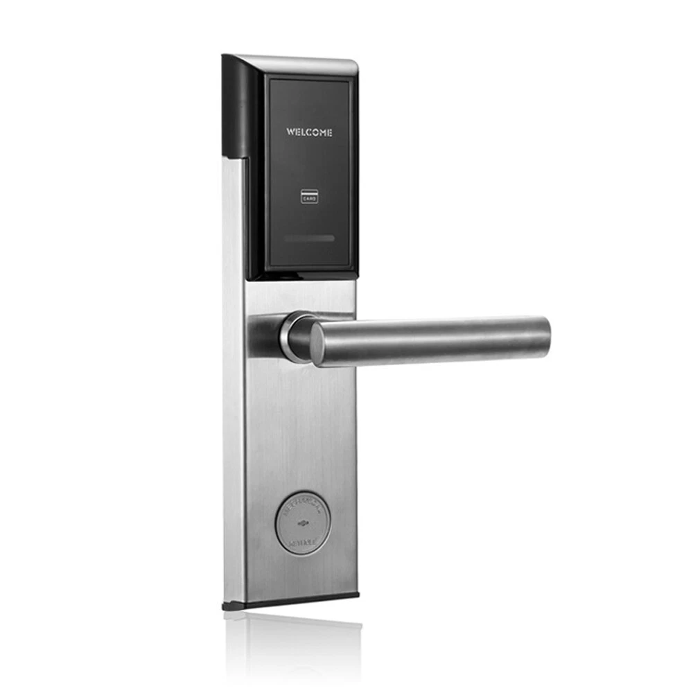 Stainless Steel Hotel Lock Glossy Silver Low frequency.