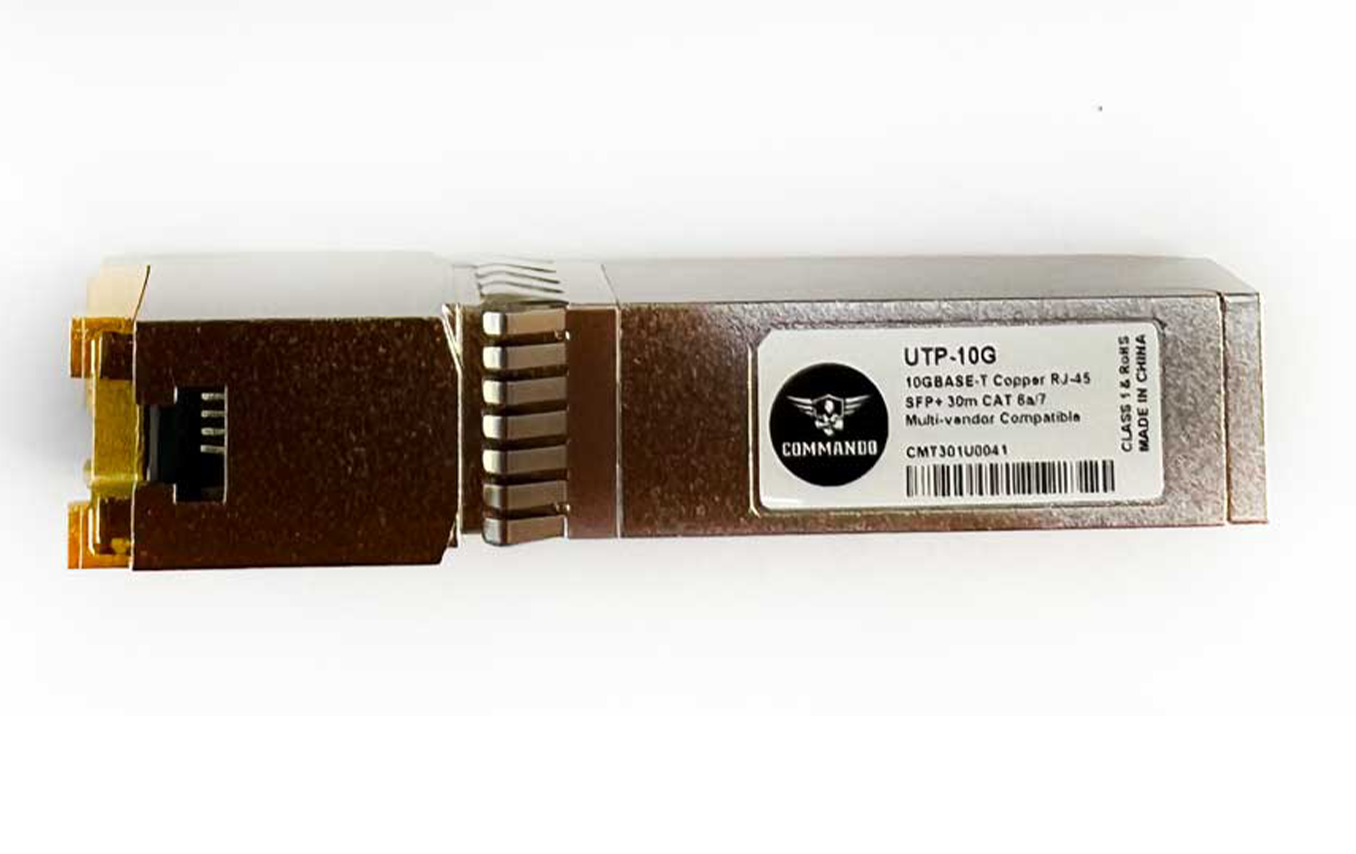 COMMANDO SFP-UTP-10G, 10GBASE-T Copper RJ45 SFP+, 10Gbps, 30m, Cat 6a/7, 3-Year Warranty