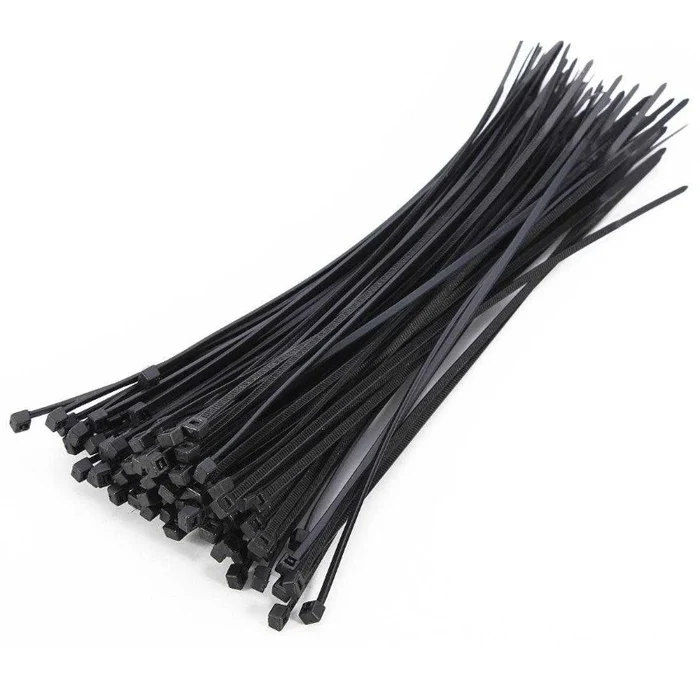  Nylon 6/6 Cable Ties, 200mm × 3.6mm, ~18kg Tensile, 50–55mm Max Bundle, −40°C to +85°C, UL94 V-2
