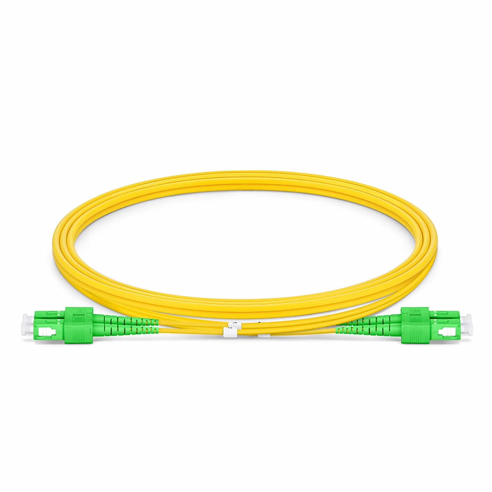 Customized Length Fiber Patch Cable, 2 Fibers, SC APC Duplex to SC APC Duplex, Yellow