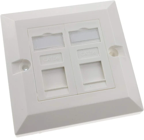 RJ45 Face Plate Wall Sockets Cat5E Double 2 Port with Keystones Jacks