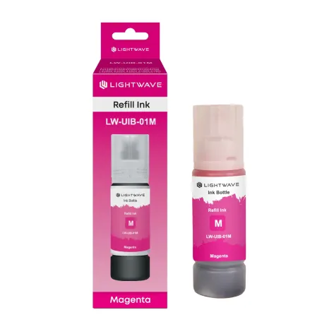 Lightwave LW-UIB-01M Magenta Ink Bottle, Compatible with Epson 103/101/105 & HP GT53, Spill-Free Spout