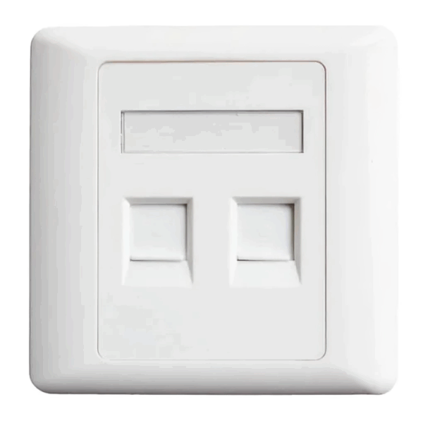 Double Gang Faceplate, Fits 4 Keystone/Euro Modules, 146×86mm, ABS/PC-ABS, Screw Mount